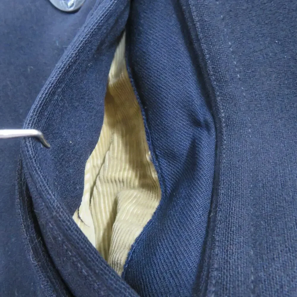 WWII USN WOOL PEACOAT 10 Button Chin Strap Corduroy Pocket Jacket Sz S? 1940s